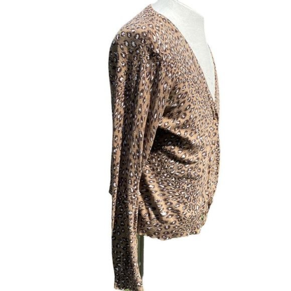 Pure?Alfred Sung animal print cardigan sweater large.  0501 - Picture 4 of 7